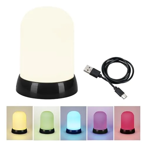 Ideen mit Herz | LED Tischlampe Leuchti | mit Farbwechsel | Ø 14,5 cm, 20 cm hoch | batteriebetrieben | Nachttischlampe | Tischlampe | Stimmungslicht |