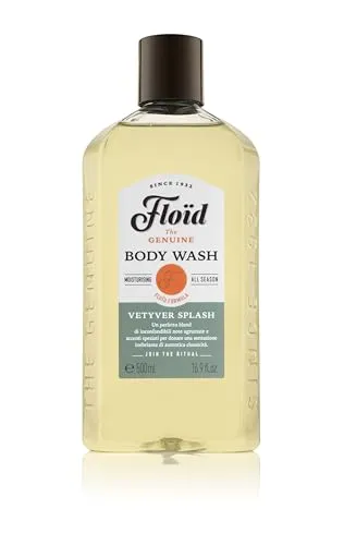 Floïd Vetyver Splash Body Wash (500 ml), Duschgel für Männer reinigt, spendet Feuchtigkeit & klärt, ohne auszutrocknen, nährende Hautpflege mit elegant-raffiniertem Duft