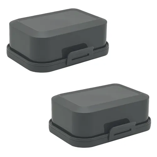 ENGELLAND 2 x Stapelbare Butterdose Frische Box Dose BPA-Frei Voll Anthrazit