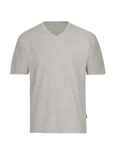 V-Shirt DELUXE Baumwolle Gr. L - grau-melange - Bequemes T-Shirt in lockerer Passform mit V-Ausschnitt, aus 100% reiner Baumwolle. Pflegeleicht und strapazierfähig, ideal für jede Gelegenheit. Made in Germany und auch in Plus Sizes erhältlich.