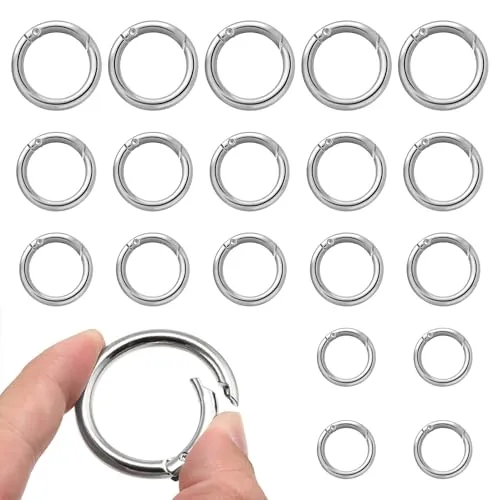 SYEYCW 20 Stück Karabiner Rund, Karabinerhaken aus Zinklegierung Snap Ring, O-Ring Zinklegierung, Mini Karabiner, für Bastelarbeiten, Taschenzubehör, Schlüsselanhänger, DIY Handwerk Machen