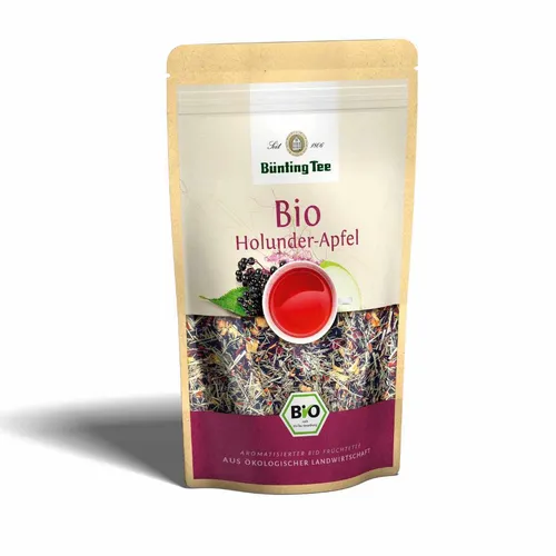 Bünting Bio Früchtetee mit Holunder Apfel Aroma loser Tee 90g