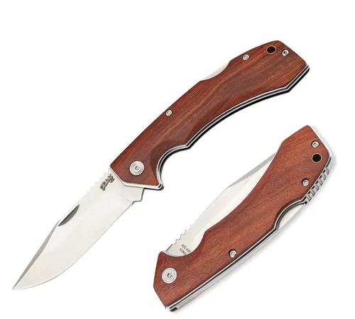 HERBERTZ Taschenmesser 10000342 - Klappmesser für Outdoor-Abenteuer - Robustes Taschenmesser aus rostfreiem Material, ideal für den Einsatz beim Camping oder Wandern. Mit elegantem Holzgriff und Glattschliff-Klinge für präzise Anwendungen.