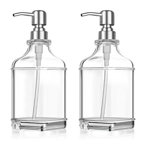 Seifenspender Nachfüllbarer Spender aus Glas 2PCS Soap Dispenser Schaumspender für Geschirrspülmittel, Shampoo-Lotion, Badezimmerarbeitsplatte, Küche, Waschküche, Büro