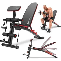 Hop-Sport Multifunktions Hantelbank HS-1035 - Hantelbänke - Verstellbare Trainingsbank mit Curlpult, ideal für vielfältige Übungen und platzsparend für Home Gyms.