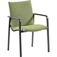 BEST Gartenstuhl Positano grün mit Armlehnen, Metall - Wetterfester Gartenstuhl Positano in Grün, stapelbar und mit gepolstertem Fast-Dry-Schaum für höchsten Komfort – ideal für Garten und Terrasse.