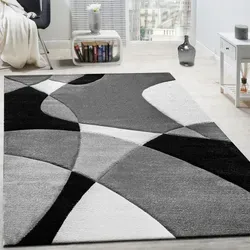 Paco Home Designer Teppich Modern Geometrische Muster Konturenschnitt In Schwarz Weiß 60x110 Cm