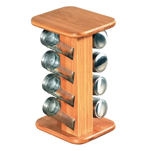 Kesper Gewürzkarussell mit 8 Gläsern 58099 15 x 25,5 12,5 cm Bambus Holz
