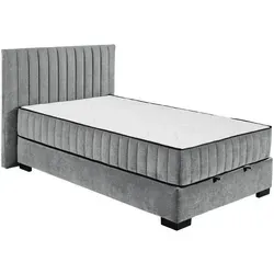 Mid.you Boxbett, Anthrazit, Kunststoff, H3 + H4, 9-Zonen, 120x200 cm, Bettkasten, gepolstertes Kopfteil, Federkernmatratze, Wendematratze mit unterschiedlichen Härtegraden, Schlafzimmer, Betten, Boxspringbetten