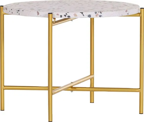 Gutmann Factory Couchtisch Terrazzo - Goldfarbener Design-Couchtisch mit abnehmbarer Platte - Eleganter Couchtisch aus Terrazzo, goldfarben, mit pflegeleichter Oberfläche und abnehmbarer Tischplatte für flexibles Design in Ihrem Wohnraum.