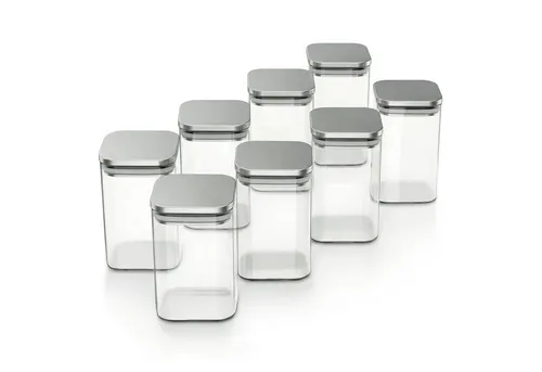 Arendo Vorratsgläser 8er Set aus Borosilikatglas - Praktisches 8er Set luftdichter Vorratsbehälter aus hitzebeständigem Borosilikatglas mit Edelstahldeckel. Ideal für frische Lebensmittel und platzsparende Aufbewahrung in Ihrer modernen Küche.