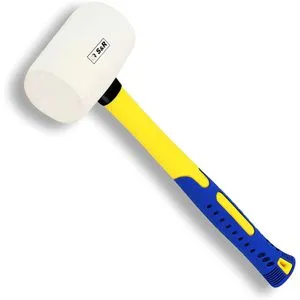 SundR Gummihammer 285230045, Kopf-Ø 45mm, 230g Kopfgewicht, weiß, mit Fiberglasstiel