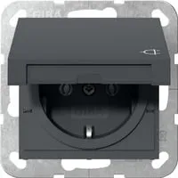 Schutzkontakt-Steckdose Typ F 16 Ampere 250 Volt mit Klappdeckel System 55 anthrazit, Retail