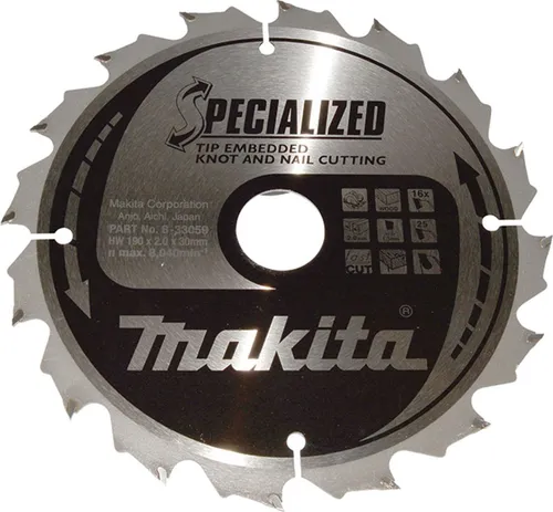Makita Kreissägeblatt B-33059 SPECIALIZED 190mm - Zubehör für Elektrowerkzeug: Hochwertiges Tiefzahnsägeblatt mit langer Lebensdauer und robuster Verbindung, ideal für präzise Schnitte.
