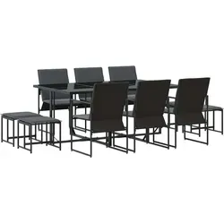 vidaXL Garten Essgruppe 11 pcs Schwarz Stahl - Gartenmöbel-Set mit robustem Stahlrahmen und stilvollem Textilene-Finish. Wetterfest und ideal für Gartenpartys oder entspannte Abende im Freien. Einfach zu montieren und passt perfekt in jede Outdoor-Dekoration.