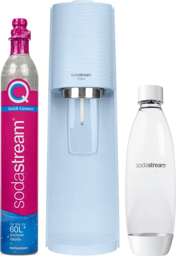 SodaStream Wassersprudler Terra hellblau QC - Wassersprudler mit Quick Connect-Technologie, für frisches Sprudelwasser und umweltbewussten Genuss ohne Plastikmüll.