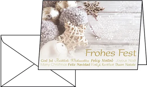 Sigel Weihnachtskarte DS034 - Christmas Feeling, 25 Stück A6 Klappkarten - Grußkarten für persönliche Weihnachtsgrüße, aus hochwertigem Glanzkarton, inkl. gummierten Umschlägen, ideal für individuelle Botschaften.