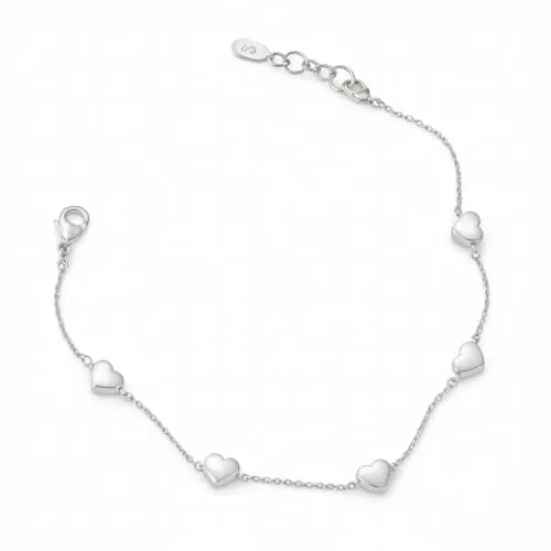 Lisandra Scott Armband Damen aus 925 Sterling Silber mit Herzen I Armkette mit Herz Anhänger für Frauen und Mädchen I Herzchen Schmuck in echter Juweliersqualität (Silber)