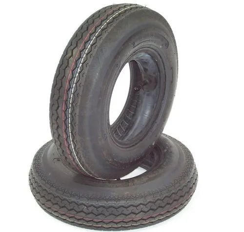 Stück Anhängerreifen 4.00-8 mit Schlauch für Kleinanhänger - 2 Stück Anhänger-Komplettreifen 4.00-8, Tragkraft 265 kg, ideal für verschiedene Anhängermodelle, inklusive Schläuche für optimale Sicherheit.