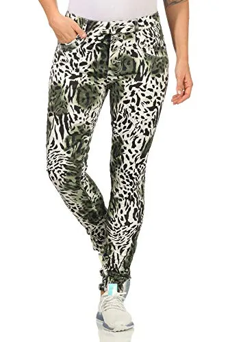 Jewelly Damenjeans im Skinny Style Boyfriends Hüftjeeans Jeans Hose Röhre in aktuellen Farben 57 (40, Tiger 62)