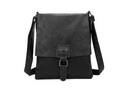 ITALYSHOP24 Schultertasche Damen - Vielseitige Umhängetasche in Schwarz - Umhängetaschen, stilvolle Tasche als Shopper, Messenger oder Bodybag tragbar, mit verstellbarem Schulterriemen und praktischen Handyfach.