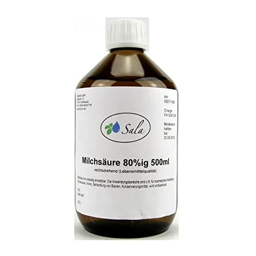 Sala Milchsäure AHA Lactic Acid E270 80% ig rechtsdrehend 500 ml Glasflasche