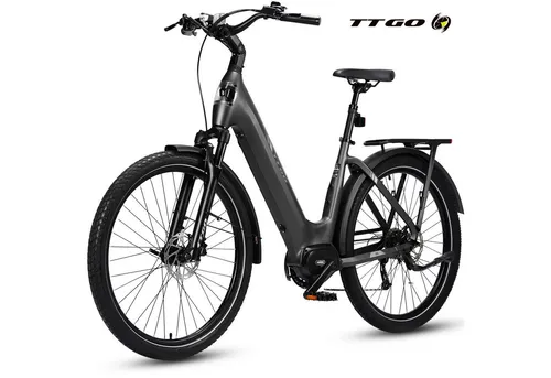 E-Bike Cityrad 28 Zoll Z5 SUV - Grau mit 720Wh Heckmotor - Leichtes E-Bike mit 120 km Reichweite und 75 Nm Drehmoment. Ideal für Pendler und Nahbereichsfahrten. Ausgestattet mit Shimano 9-Gang-Schaltung und komfortabler Dämpfung für angenehmes Fahren.