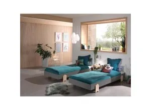 Modulo Art. Set best. - 2 Einzelbetten/Stapelbetten 90 x 200 cm - Kinderzimmermöbel mit pfiffigem Design, platzsparend und ideal für Kinder- oder Gästezimmer. Genießen Sie den Komfort und die Flexibilität von zwei Betten in einem!