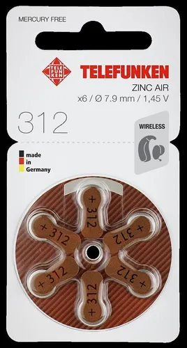 Telefunken Hörgeräte Batterien Größe 312er (60 Stück)
