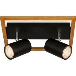 BRILONER Deckenlampe mit Holzrahmen - Moderne 2-flammige Deckenleuchte für Wohnzimmer, Schlafzimmer und Küche. Schwenkbare Spotköpfe ermöglichen individuelle Lichtakzente und schaffen eine einladende Atmosphäre.