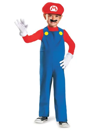 Disguise Kostüm Mario Kinderkostüm Super Mario Videospiel rot-blau-weiss
