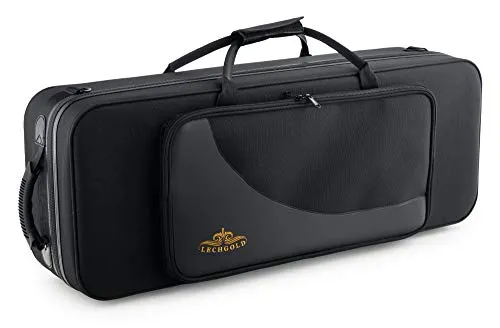 Lechgold Leichtkoffer für Tenor-Saxophon - Lightcase für alle gängigen Tenorsaxophone - Thermopolsterung - Außentasche - Rucksackgarnitur - Separate Fächer für S-Bogen, Mundstück und Zubehör - Schwarz