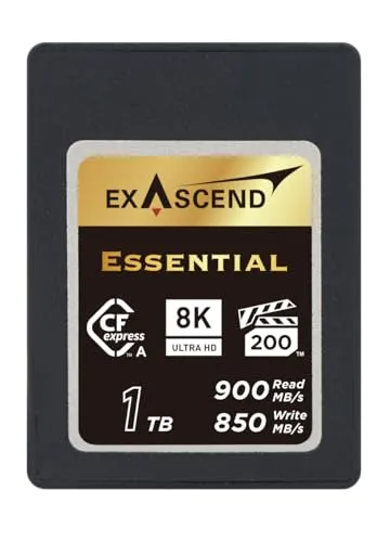 Exascend Essential CFexpress Typ A Karte, VPG200-zertifiziert, nachhaltiges Lesen 900 MB/s, kompatibel mit Sony a1 / a7S III / a7 IV / FX3 / FX6 (1 TB)