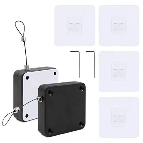 Automatischer Sensor-Türschließer mit Kordelzug, stanzfreier automatischer Türschließer mit 4 Haken und 2 Schraubenschlüsseln, 2 Stück