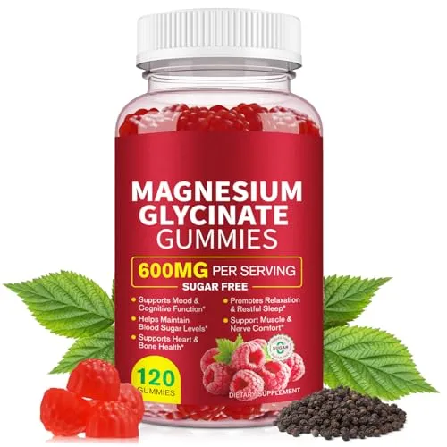 Magnesiumglycinat-Gummibärchen 600 mg – Zuckerfrei & Himbeergeschmack