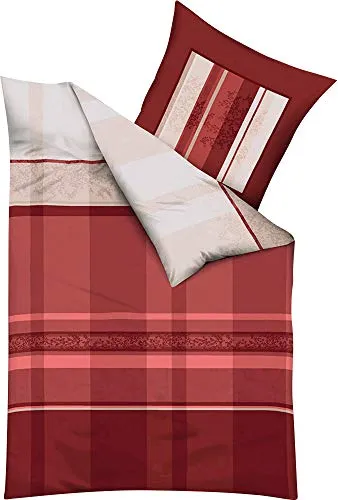 Kaeppel Biber Fein-Biber Bettwäsche mit Reißverschluss 135x200 80x80 (838 rot)