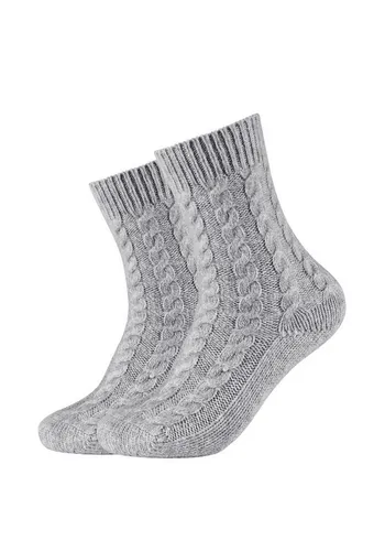 Camano Socken warm & cozy (2-Paar) mit Zopfmuster, Rippenbündchen