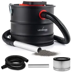 LEHMANN Aschesauger 18L, Metalltank, HEPA-Filter im Metallgehäuse, Blasfunktion, Kaminsauger für hohe Temperaturen, 1200W - Schwarz