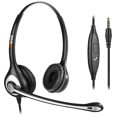 Wantek Kabelgebundenes Headset für PC – Leichtes On-Ear-Headset, Mikrofon mit Geräuschunterdrückung, 3,5mm Klinke, Beidseitiger Kopfhörer
