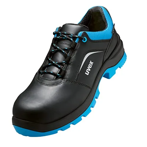 Uvex 2 Xenova Sicherheitsschuhe S2 SRC ESD - Blau-Schwarz, Größe 46 - Herren Industrie & Handwerk Schuhe mit atmungsaktivem Echtleder und ergonomischer Passform, ideal für lange Tragezeiten im Büro oder Lager.