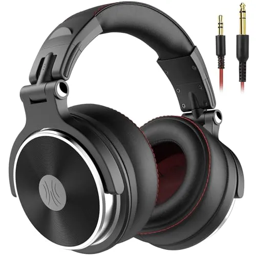 OneOdio Pro 50 Over-Ear Studiokopfhörer [Hi-Res Audio, 50mm Treiber] – Professionelle DJ Kopfhörer mit Kabel (3,5mm & 6,35mm), SharePort, Memory-Protein Ohrmuscheln für Podcast, PC, PS4, Smartphone