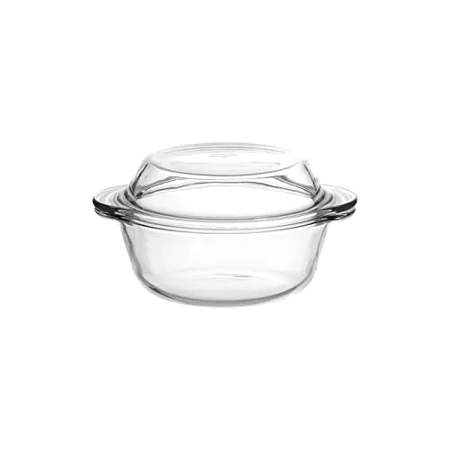 Ritzenhoff & Breker Auflaufform Cucina, Runde Ofenform mit Glasdeckel, 23 x 19 cm, 1000 ml, Glas, Spülmaschinen- und Mikrowellenfest