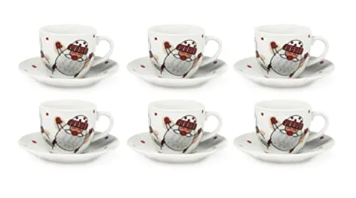 Excelsa Set von 6 Espressotassen Schneemann - Thermobehälter mit weihnachtlichem Design, ideal für festliche Kaffeepausen und spülmaschinenfest.