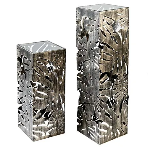 Casablanca Säule Flora Metall, brüniert in silber von Casablanca