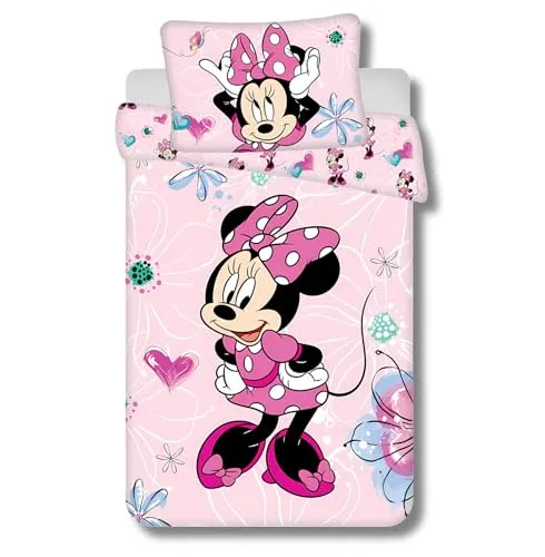 ALAVYA HOME® Babybettwäsche Set 2-teilig - Rosa Minnie Maus - Bettwaren-Set für Kinder aus 100% Bio-Baumwolle, atmungsaktiv & pflegeleicht, sorgt für erholsamen Schlaf und bringt Farbe ins Kinderzimmer.