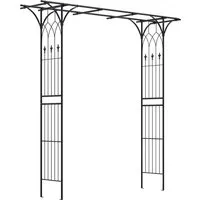 Costway Rosenbogen Metall Torbogen Garten 206x53x206cm Schwarz - Vielseitiger Gartenbogen aus robustem Metall mit witterungsbeständiger Pulverbeschichtung. Ideal für Hochzeiten oder Gartenfeste, bietet er eine attraktive Kulisse für kreative Dekorationen.