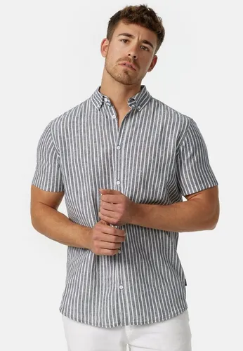 Indicode Kurzarmhemd Herren INBravida – Leichtes Leinenmix-Hemd in Navy, Größe XL - Stylisches Kurzarmhemd aus atmungsaktivem Leinen-Baumwoll-Mix, ideal für warme Tage. Pflegeleicht und bequem, perfekt für den Casual-Look.