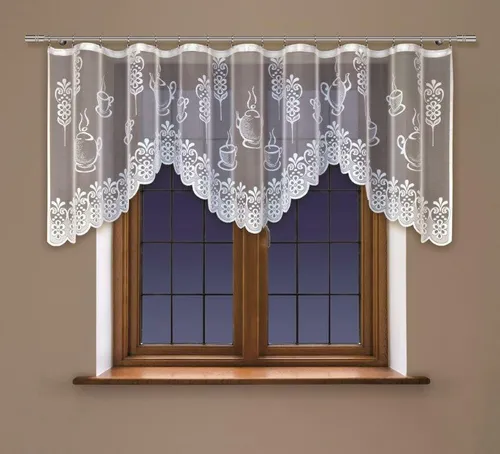 Gardine mit Kräuselband Küche Kurzgardine Fertiggardine Jacquard