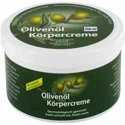 Olivenöl Körpercreme - Arzneimittel zur täglichen Pflege trockener, empfindlicher Haut mit nährstoffreichem Olivenöl, Jojobaöl und Sheabutter für geschmeidige Haut ohne Duftstoffe.