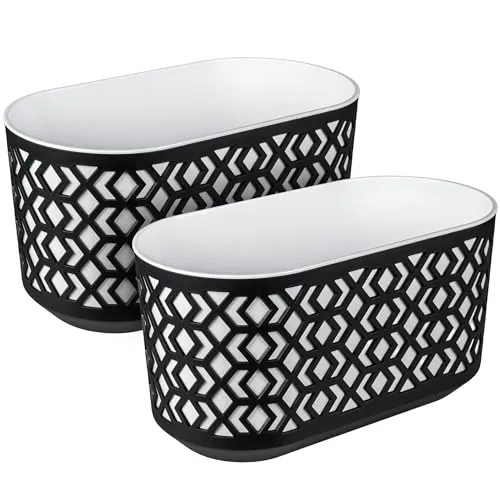 KONZEPT 2er Set Blumenkasten Balkon 40 cm, oval Balkonkasten für die Fensterbank, Pflanzkasten für außen und innen